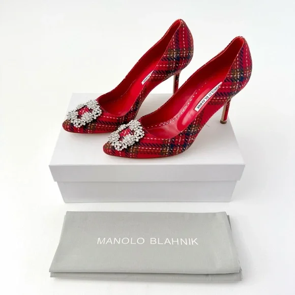 Manolo Blahnik Shoes Manolo Blahnik Red Tartan Plaid Hangisi